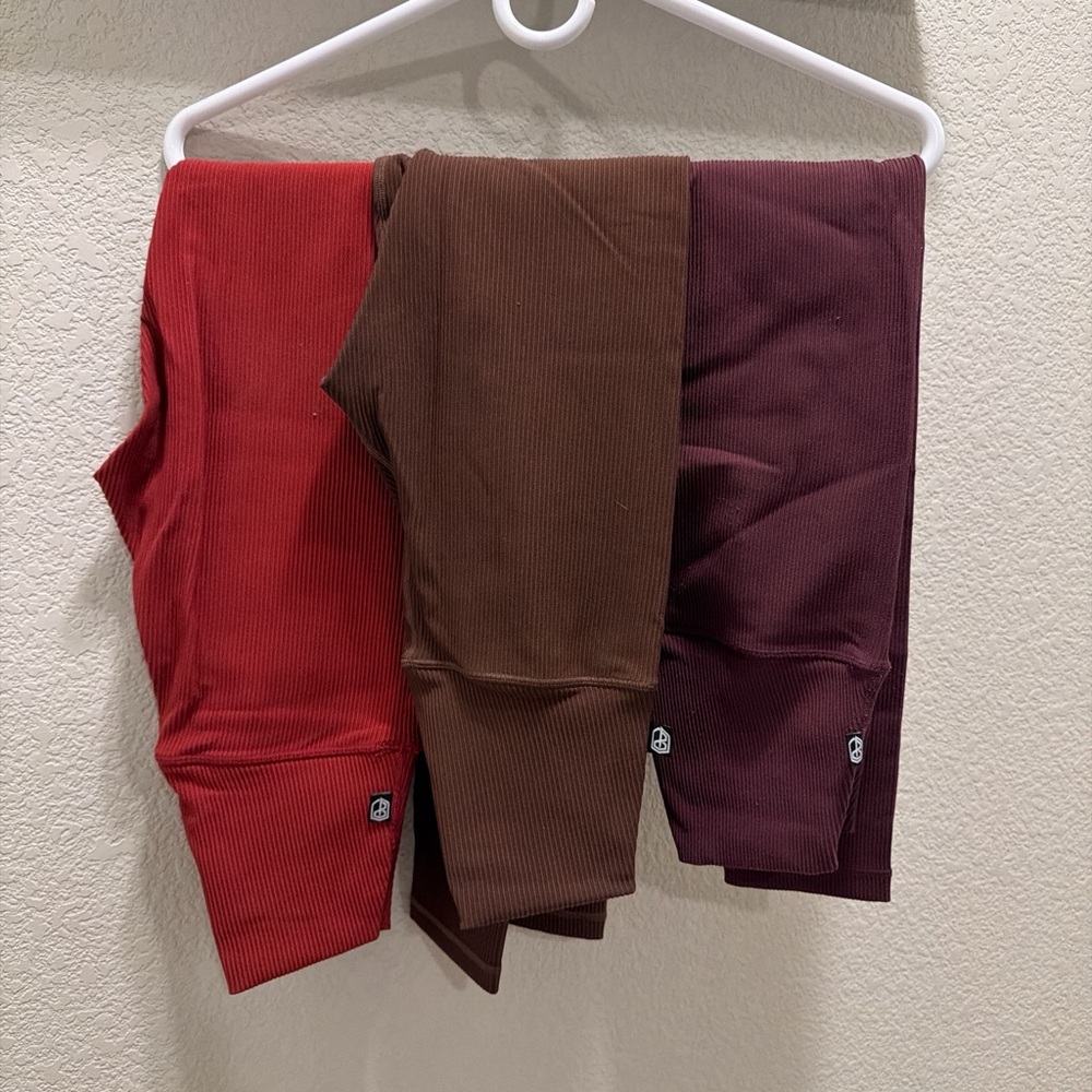 Born Primitive Ribbed Leggings Set - Red, Brown, and Burgundy
